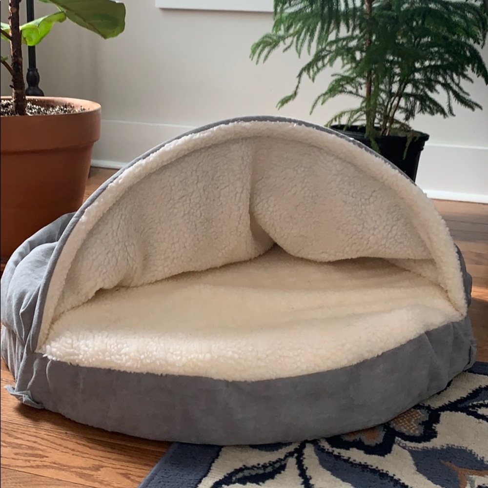 FurHaven Dog Burrow Bed, Gray 26-inch